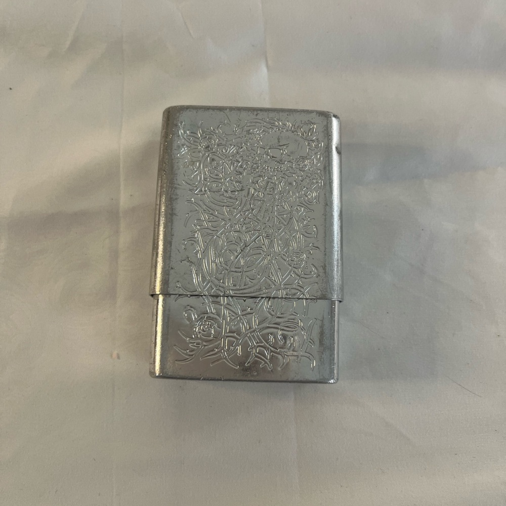 Engraved Silver Cigarette Chapstick Money Storage Case